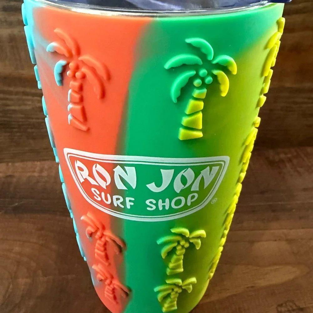 Ron Jon Surf Shop Multi-Color Palm Tree Silicone Sleeve Insulated Tumbler G-20B